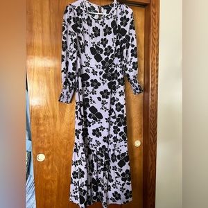 Who What Wear Purple/Lilac and Black Floral Long Sleeve Maxi Dress